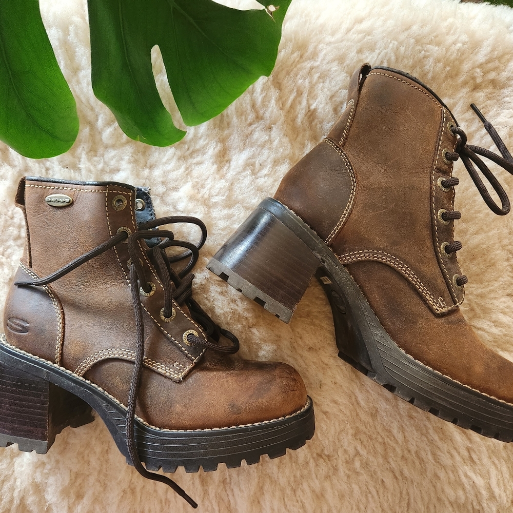 Sketchers Vintage Chunky Brown Platform Boots 90s